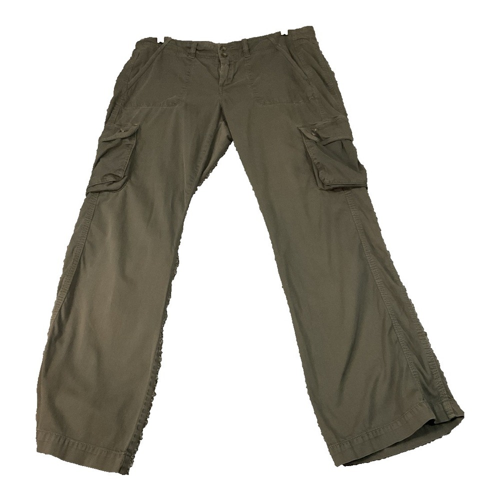Old Navy Cargo Utility Pockets Wide Leg Olive Army Green Pants Size 12